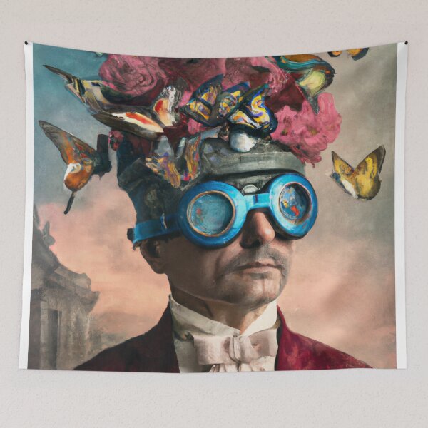Item preview, Unusual Altered Steampunk Portrait Painting with Goggles ( Steampunk ) designed and sold by RadRococo.