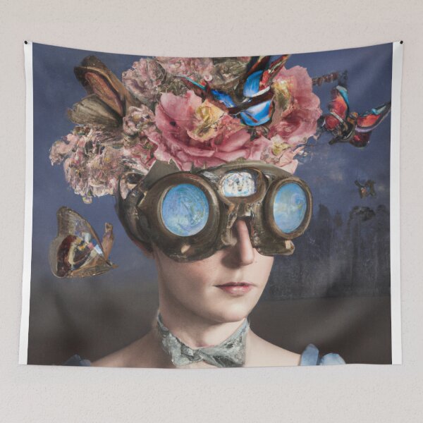 Item preview, Unusual Altered Steampunk Portrait Painting with Goggles ( Steampunk ) designed and sold by RadRococo.