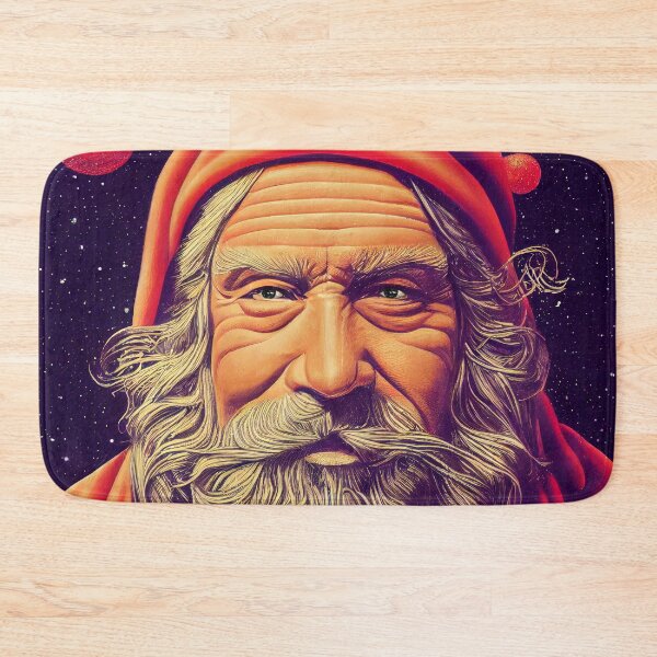 Item preview, Painting of a santa clause standing in front of a dark sky designed and sold by MimozaStudio.