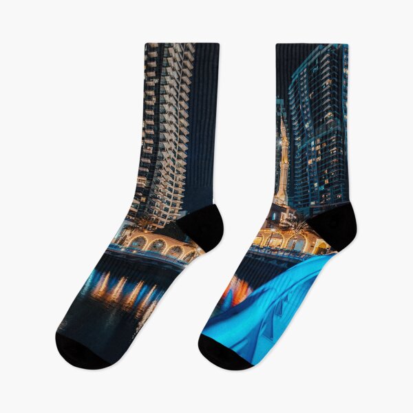 Item preview, Fantastic nighttime skyline with illuminated skyscrapers. Dubai, UAE designed and sold by RaimondKlavins.