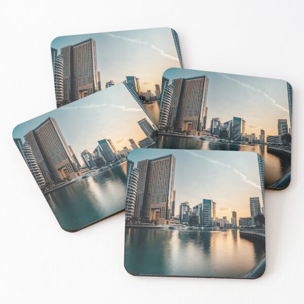Item preview, Dubai Marina with beautiful city sunset time designed and sold by RaimondKlavins.