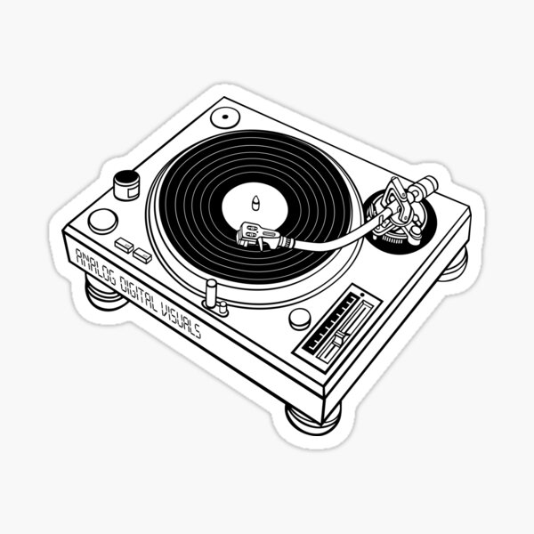 Turntable / Analog / Music (Black Lines) Sticker
