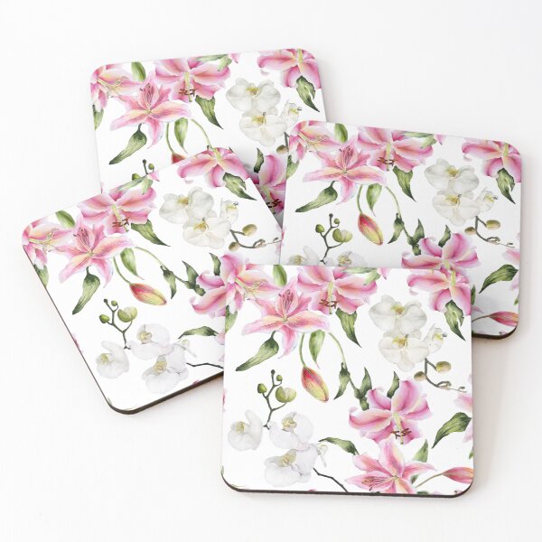 Item preview, Orchid and Lilies Watercolour Vintage Design designed and sold by Tina Veenstra.
