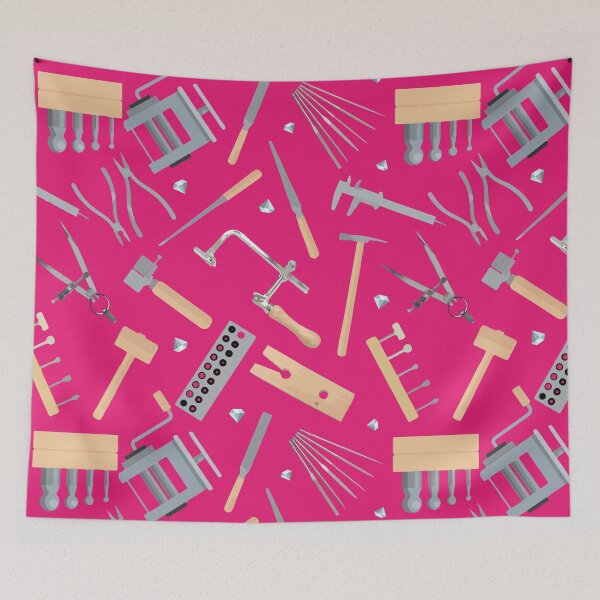 Item preview, Metalsmith's tools pattern jewelry making jeweler gift tool addiction pink motive designed and sold by MetalicBabe.