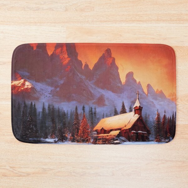 Item preview, Old Wooden Church in a Winter Mountain Landscape at Sunset designed and sold by lostcauseblue.