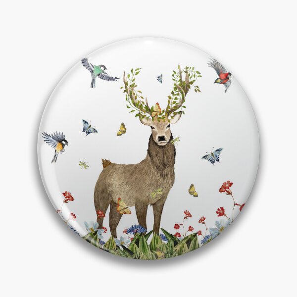 Item preview, Grass flower deer insect bird lianas watercolor designed and sold by Yana Mustafina | Boho Soulful Designs.