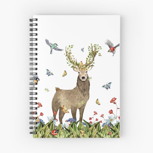 Item preview, Grass flower deer insect bird lianas watercolor designed and sold by Yana Mustafina | Boho Soulful Designs.