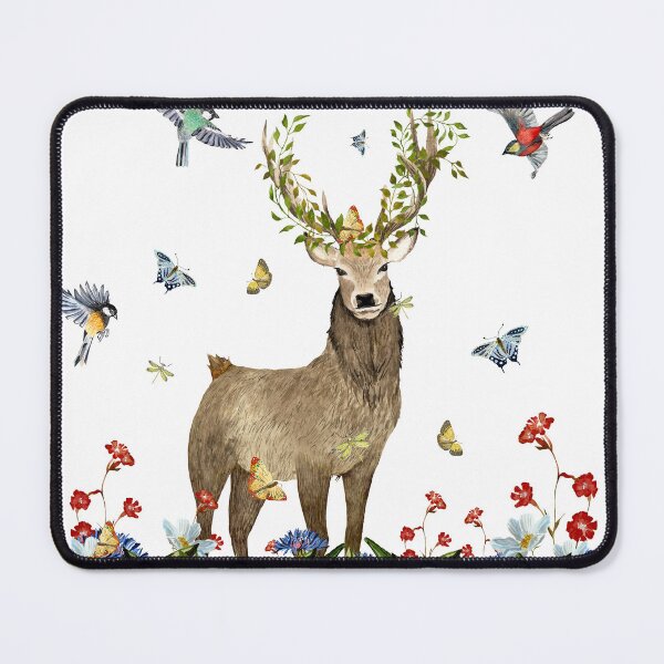 Item preview, Grass flower deer insect bird lianas watercolor designed and sold by Yana Mustafina | Boho Soulful Designs.