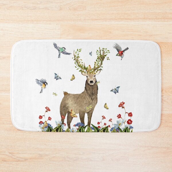 Item preview, Grass flower deer insect bird lianas watercolor designed and sold by Yana Mustafina | Boho Soulful Designs.