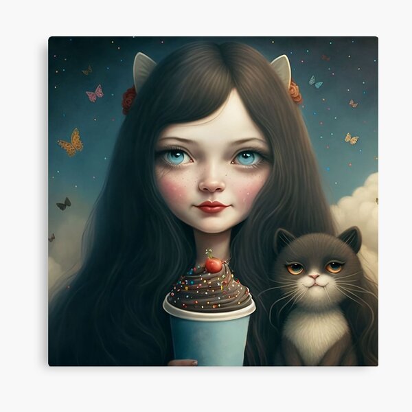 Mariecat and blacky the cat Canvas Print