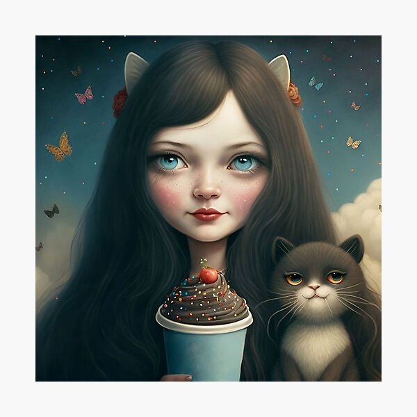 Mariecat and blacky the cat Photographic Print