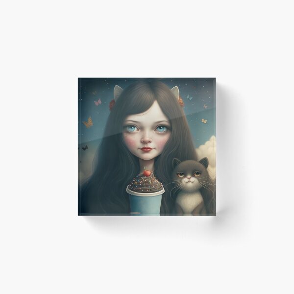 Mariecat and blacky the cat Acrylic Block