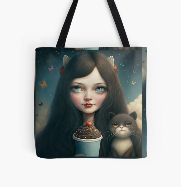 Mariecat and blacky the cat  All Over Print Tote Bag