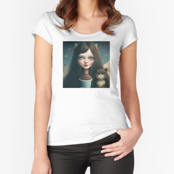 Mariecat and blacky the cat Fitted Scoop T-Shirt
