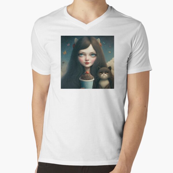 Mariecat and blacky the cat V-Neck T-Shirt
