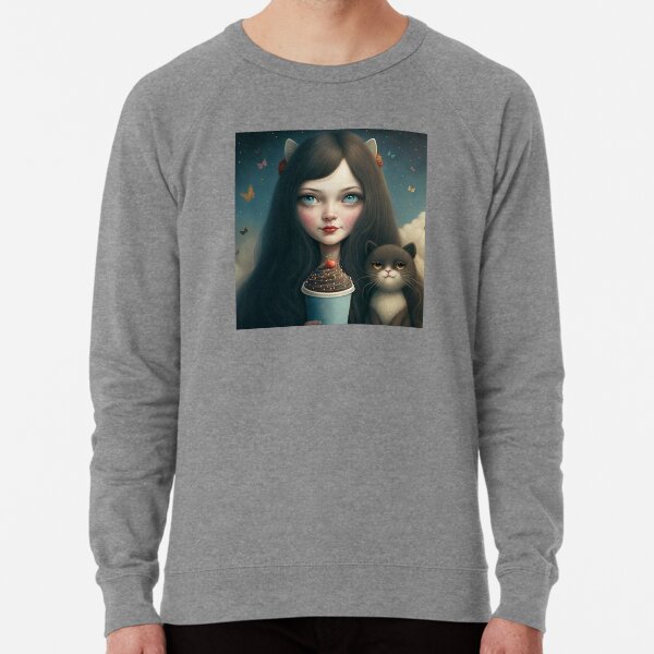 Mariecat and blacky the cat Lightweight Sweatshirt