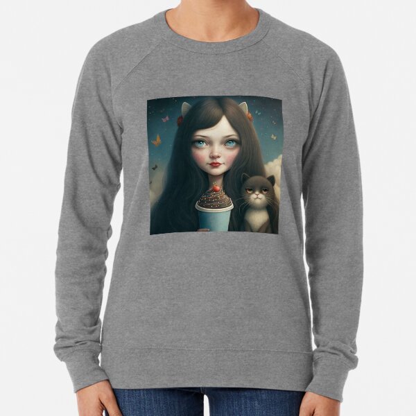 Mariecat and blacky the cat Lightweight Sweatshirt