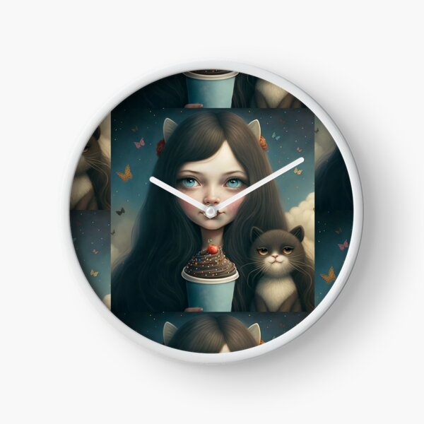 Mariecat and blacky the cat Clock
