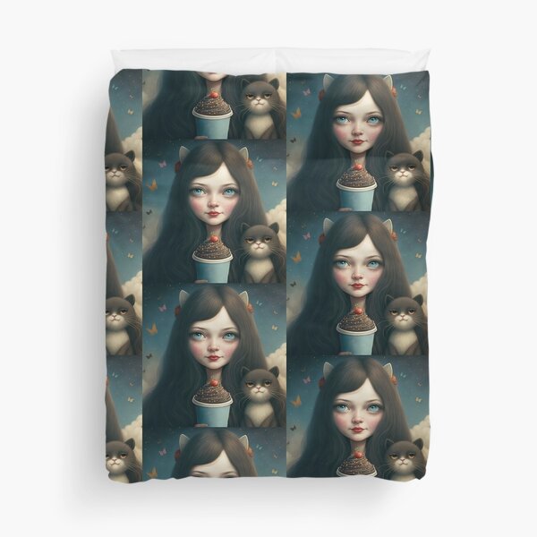Mariecat and blacky the cat Duvet Cover