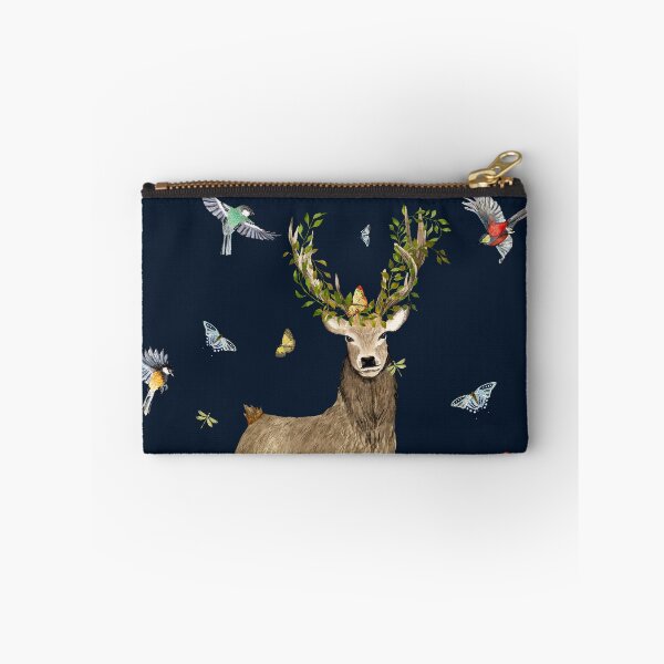 Item preview, Grass flower deer insect bird lianas watercolor blue designed and sold by Yana Mustafina | Boho Soulful Designs.