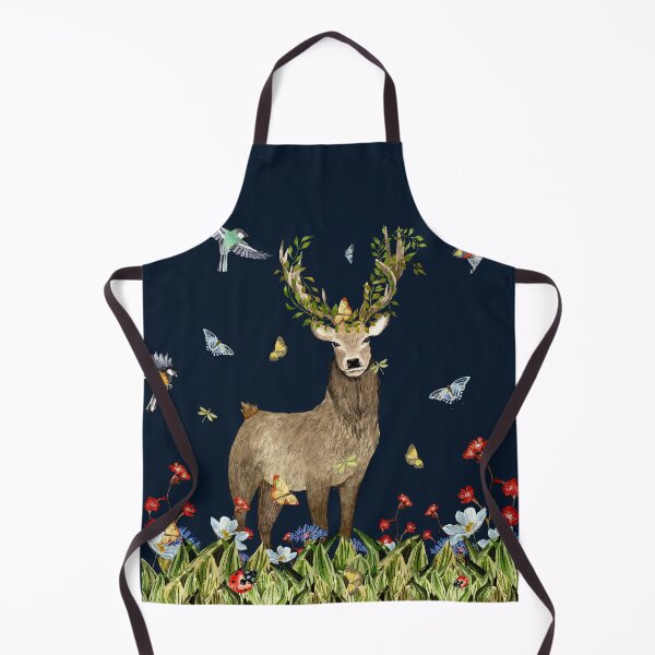 Item preview, Grass flower deer insect bird lianas watercolor blue designed and sold by Yana Mustafina | Boho Soulful Designs.