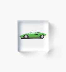 Lamborghini Countach - Green Acrylic Block