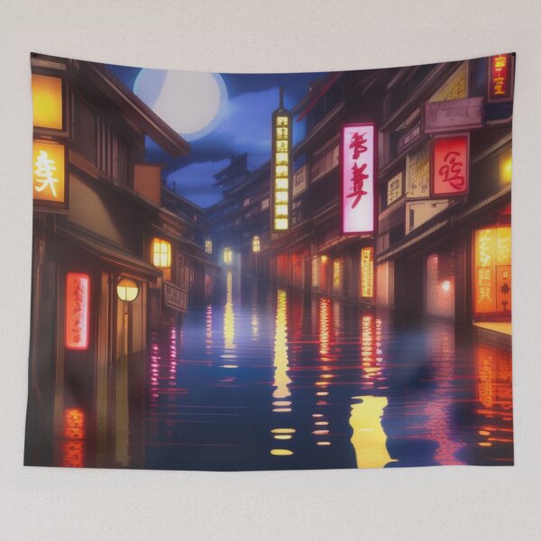 Item preview, Raining in Kōnan Japan Flooded Street designed and sold by DesignerKin.