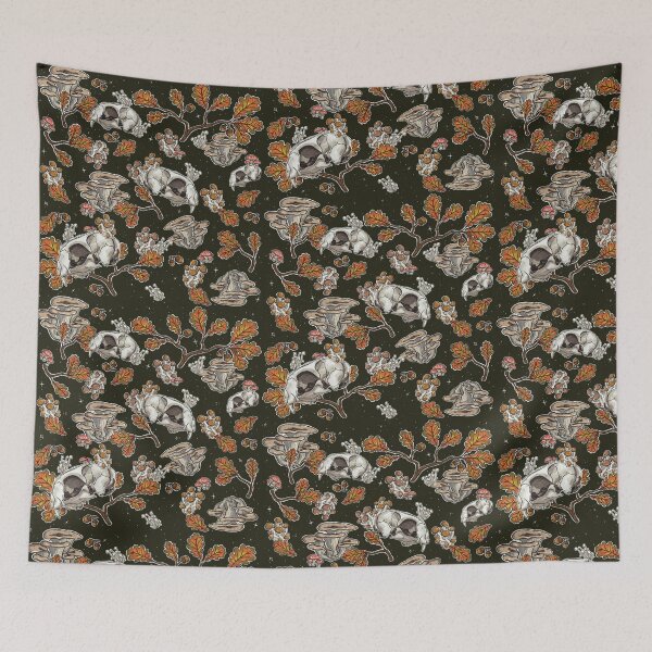 Item preview, Cat Skull Maxilla | Botanical Nature Pattern | Cat Skull Pattern (green) designed and sold by Karli Mogen.