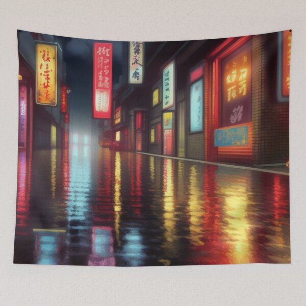 Item preview, Raining in Okazaki Japan Flooded Street designed and sold by DesignerKin.