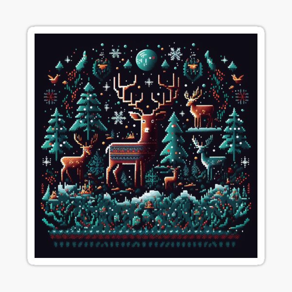 Aperçu de l'œuvre Ugly Sweater Rennes de Noël et sapins créée et vendue par thisisallahoax.