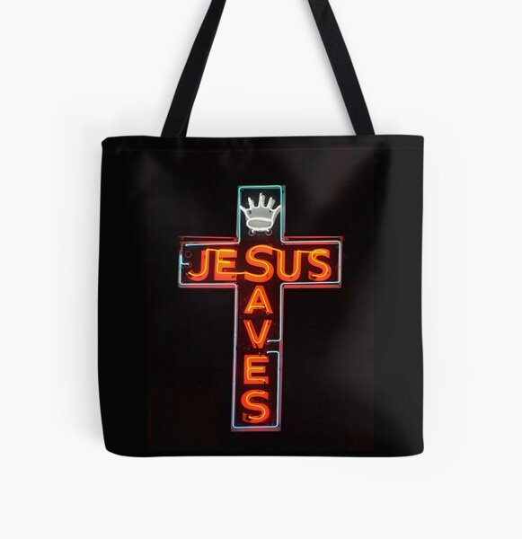 Jesus Saves Cross Tote Bag