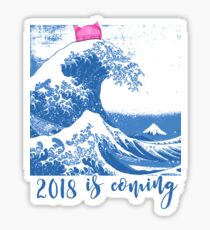 Blue Wave Pink Pussy Hat Resist Sticker