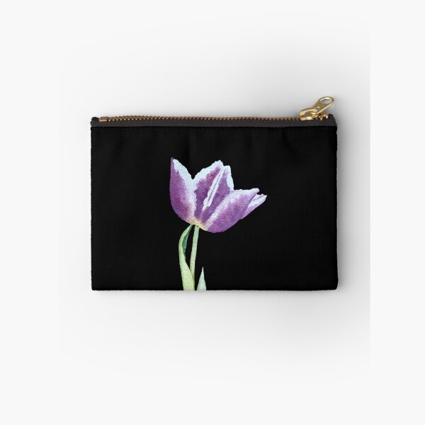 Item preview, Tulip violet flower bud a watercolor illustration black designed and sold by Yana Mustafina | Boho Soulful Designs.