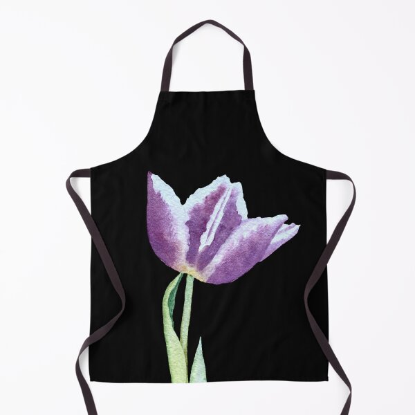 Item preview, Tulip violet flower bud a watercolor illustration black designed and sold by Yana Mustafina | Boho Soulful Designs.