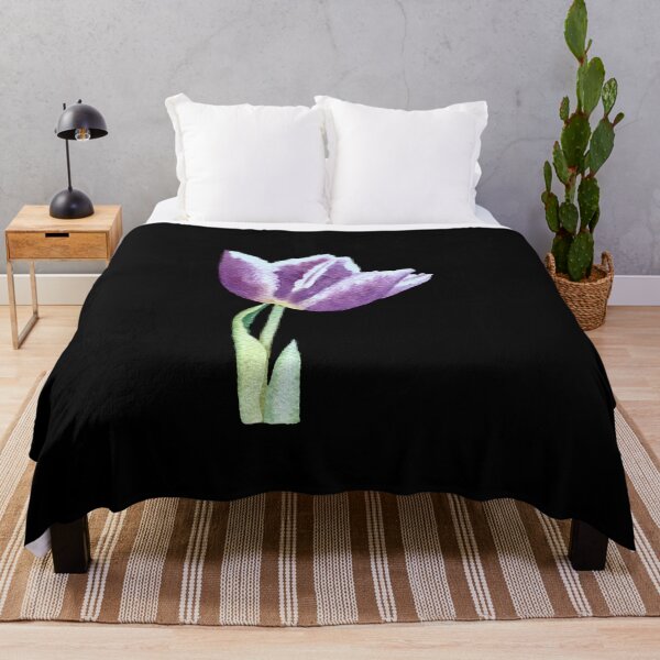 Item preview, Tulip violet flower bud a watercolor illustration black designed and sold by Yana Mustafina | Boho Soulful Designs.