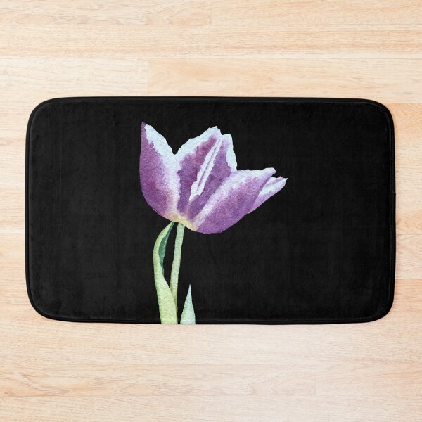 Item preview, Tulip violet flower bud a watercolor illustration black designed and sold by Yana Mustafina | Boho Soulful Designs.