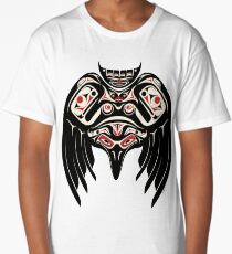 Raven Crow in a Pacific North West Style, Native American Style Long T-Shirt