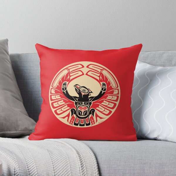 Firebird Phoenix Thunderbird with Raised Wings, Native American Style Throw Pillow