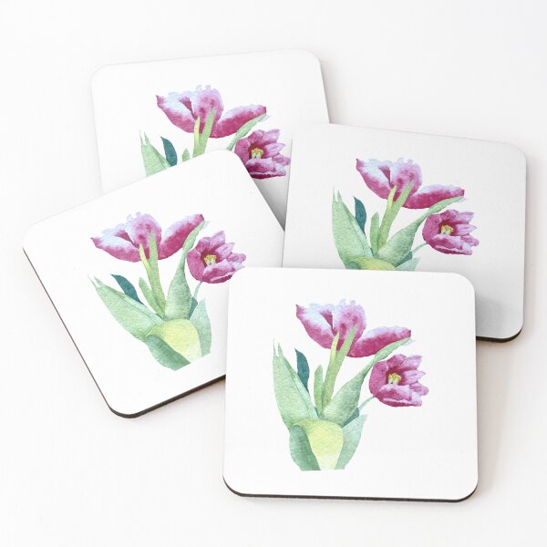 Item preview, Tulip red flower bouquet a watercolor illustration designed and sold by Yana Mustafina | Boho Soulful Designs.