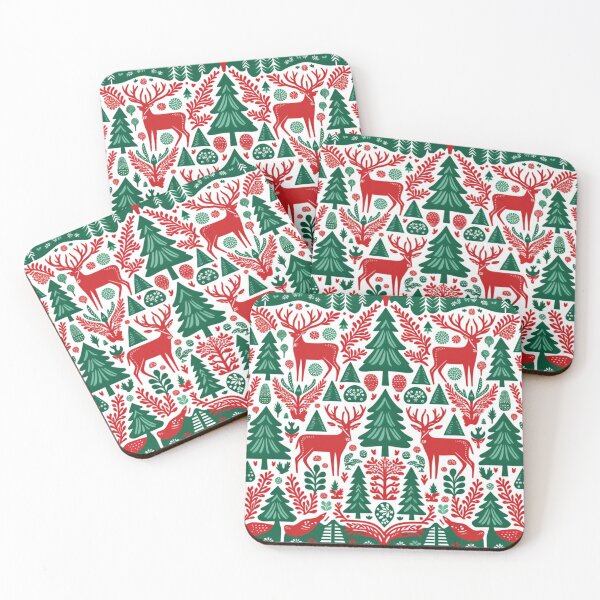 Item preview, Christmas Old Folkloric Design with Reindeer and Trees designed and sold by thisisallahoax.