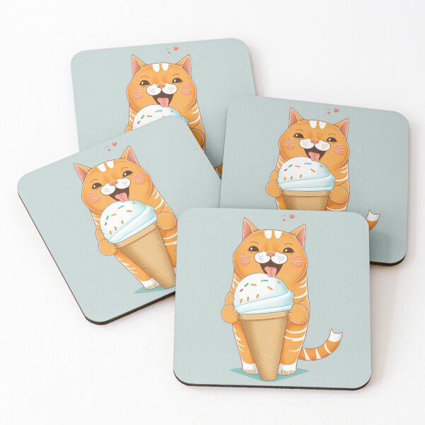 Item preview, orange tabby cat ice cream with hearts designed and sold by lysabird.