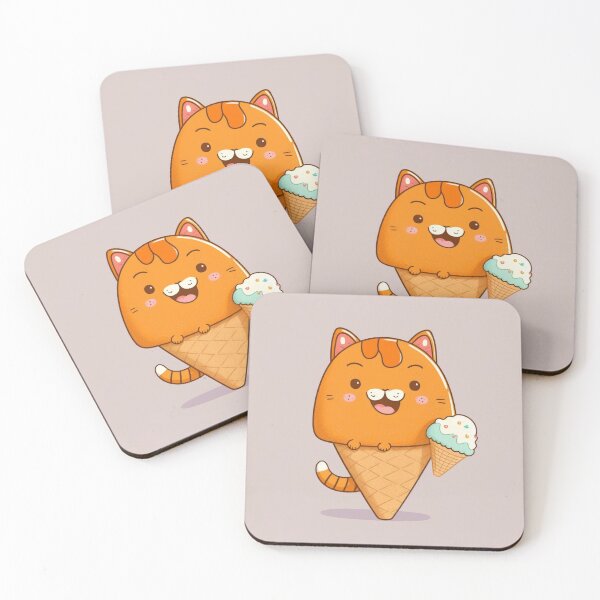 Item preview, chibi orange tabby cat ice cream designed and sold by lysabird.