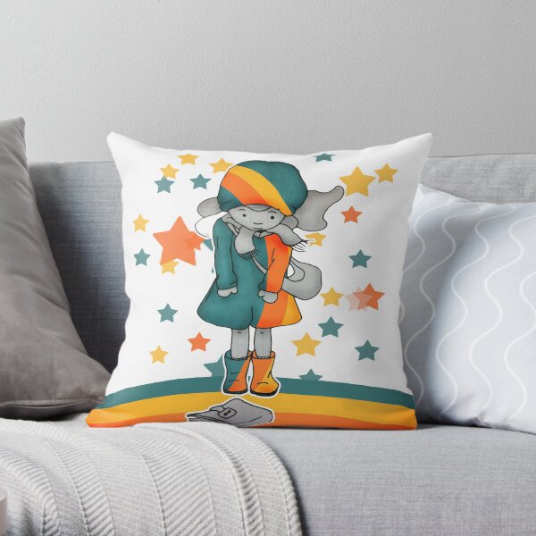 Girl finds a book Throw Pillow