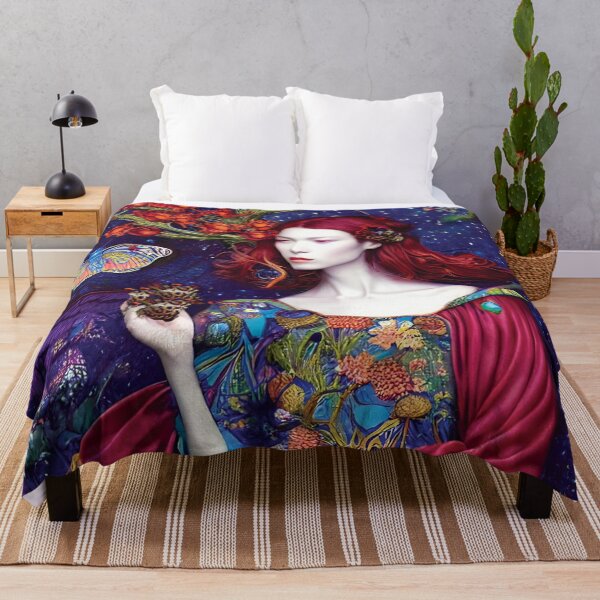 Item preview, mystical beautiful lady with butterfly in flowers AI designed and sold by SBlagojevic.