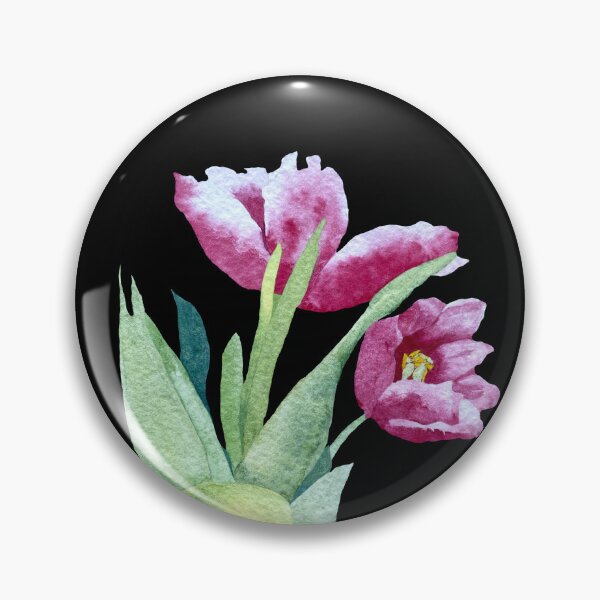 Item preview, Tulip red flower bouquet a watercolor illustration black designed and sold by Yana Mustafina | Boho Soulful Designs.