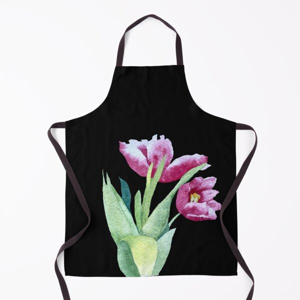 Item preview, Tulip red flower bouquet a watercolor illustration black designed and sold by Yana Mustafina | Boho Soulful Designs.
