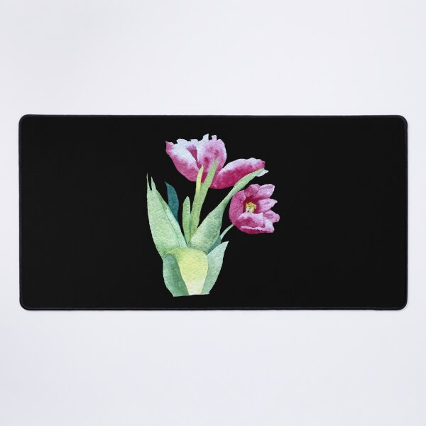 Item preview, Tulip red flower bouquet a watercolor illustration black designed and sold by Yana Mustafina | Boho Soulful Designs.