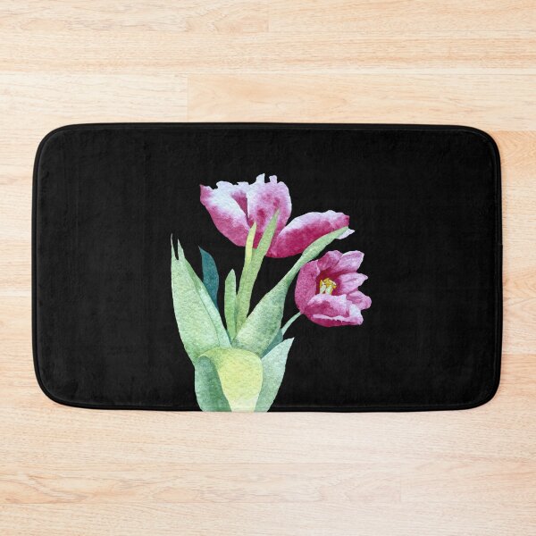 Item preview, Tulip red flower bouquet a watercolor illustration black designed and sold by Yana Mustafina | Boho Soulful Designs.