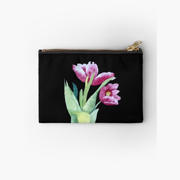 Item preview, Tulip red flower bouquet a watercolor illustration black designed and sold by Yana Mustafina | Boho Soulful Designs.