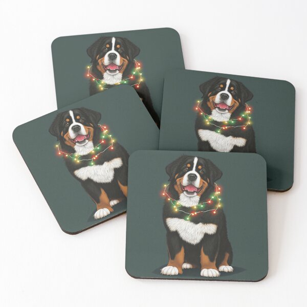 Item preview, cute bernese mountain dog wearing christmas lights designed and sold by lysabird.